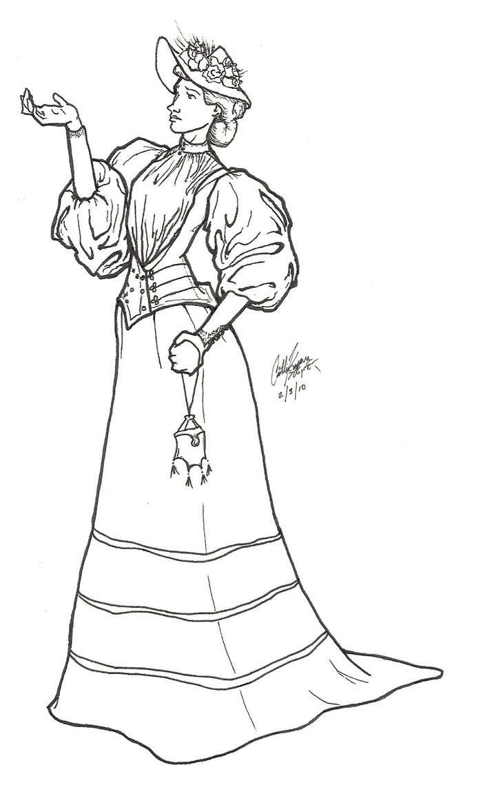 701x1139 Victorian Woman Day Dress By Estel