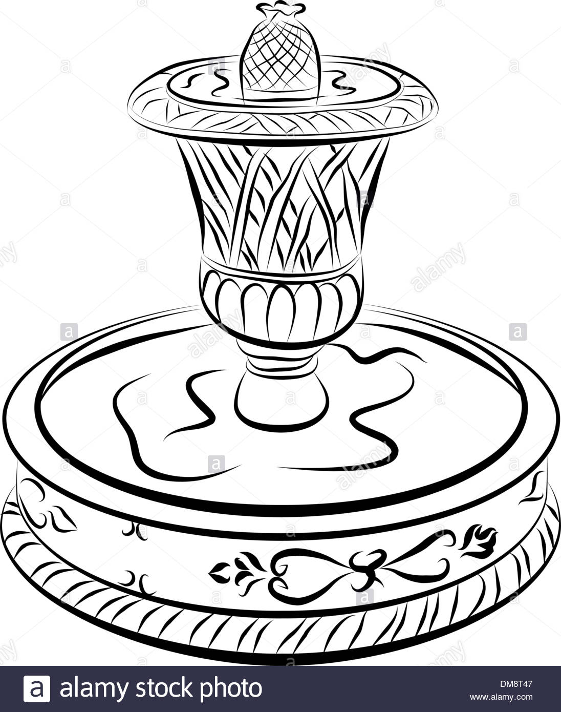 1096x1390 Victorian Water Fountain Line Drawing Stock Vector Art