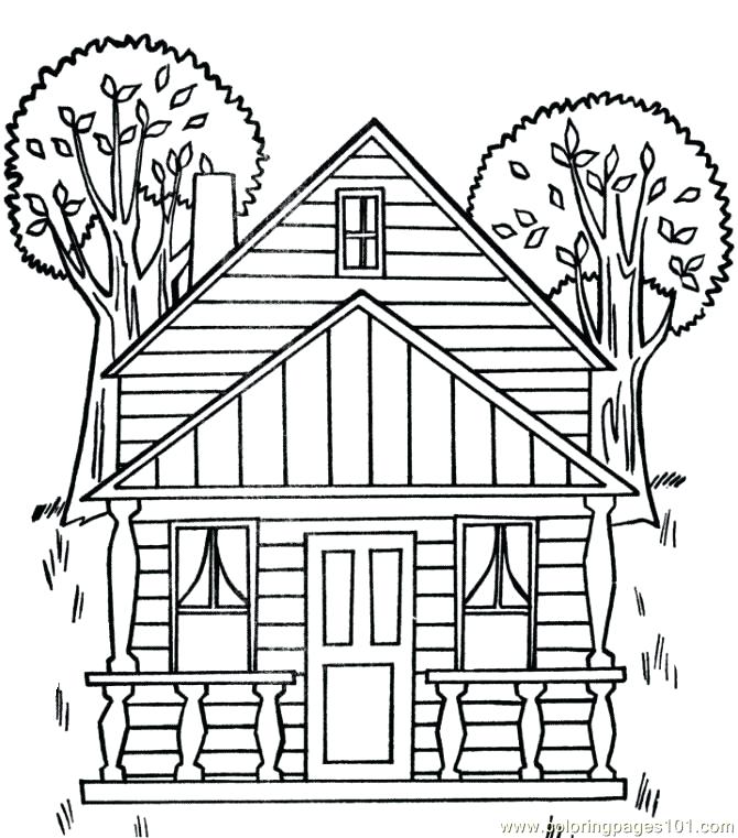 670x761 Coloring Pages Houses Simple House Picture In Houses Coloring Page