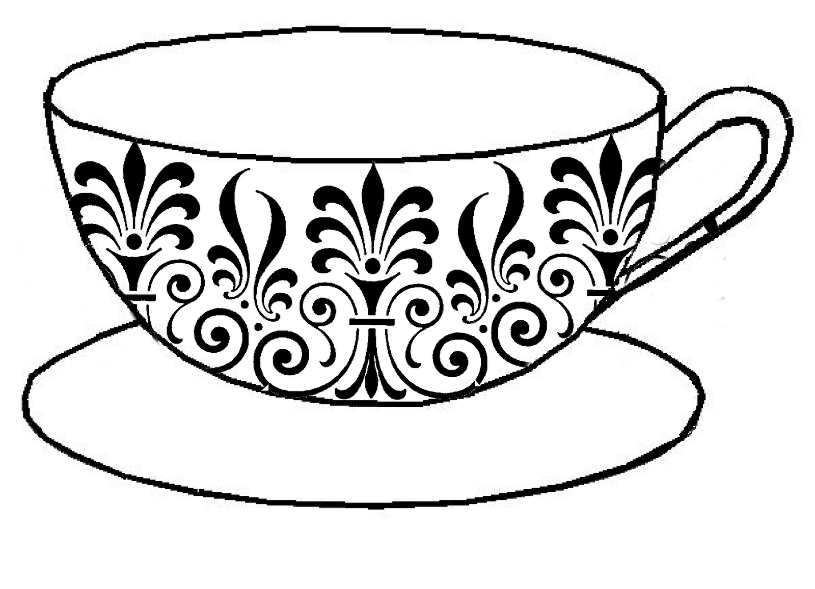 1600x1157 Vintage Teacup Drawing
