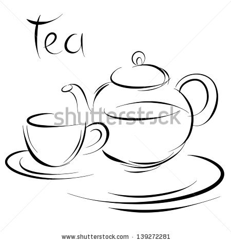 450x470 Drawn Tea Cup Teapot