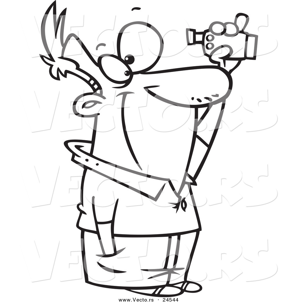 1024x1044 Vector Of A Cartoon Man Using A Video Camera