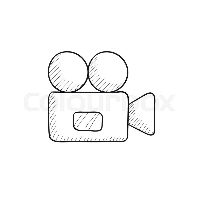800x800 Video Camera Vector Sketch Icon Isolated On Background. Hand Drawn