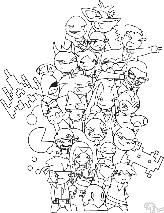 700x908 Video Game Characters Bw By The Lagz