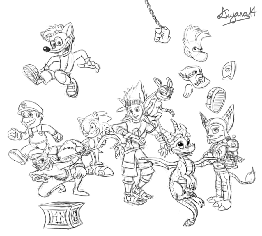 900x813 Video Game Heroes Sketch By Cartoonsilverfox