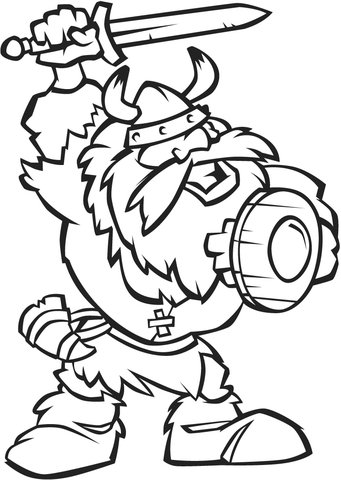 341x480 Cartoon Viking With Sword Coloring Page Free Printable Coloring