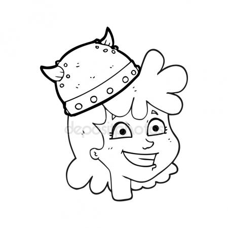 450x450 Black And White Cartoon Female Viking Face Stock Vector