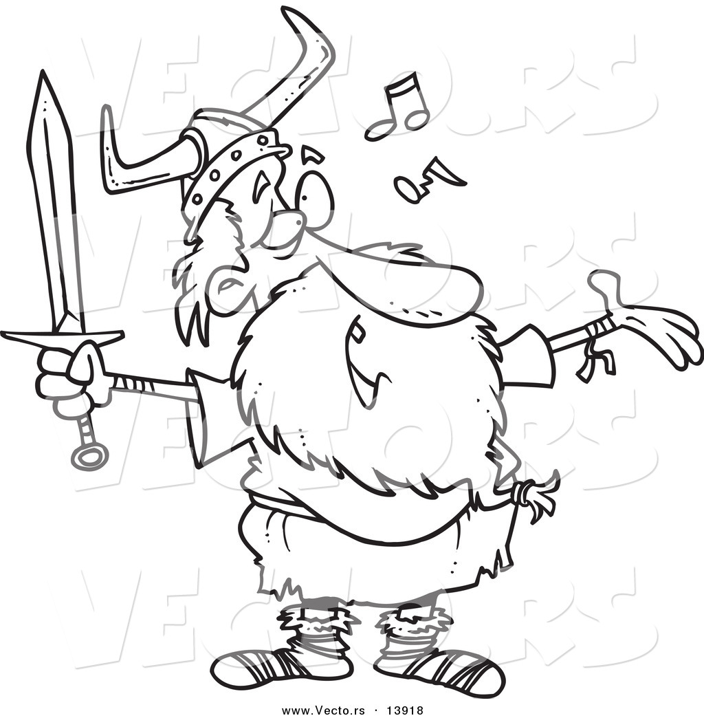 1024x1044 Vector Of A Cartoon Old Male Viking Holding A Sword And Singing