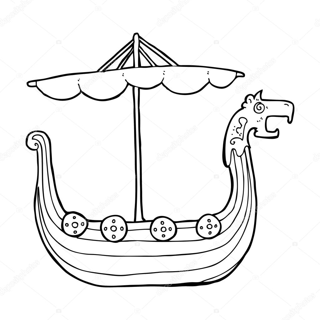1024x1024 Cartoon Viking Ship Stock Vector Lineartestpilot