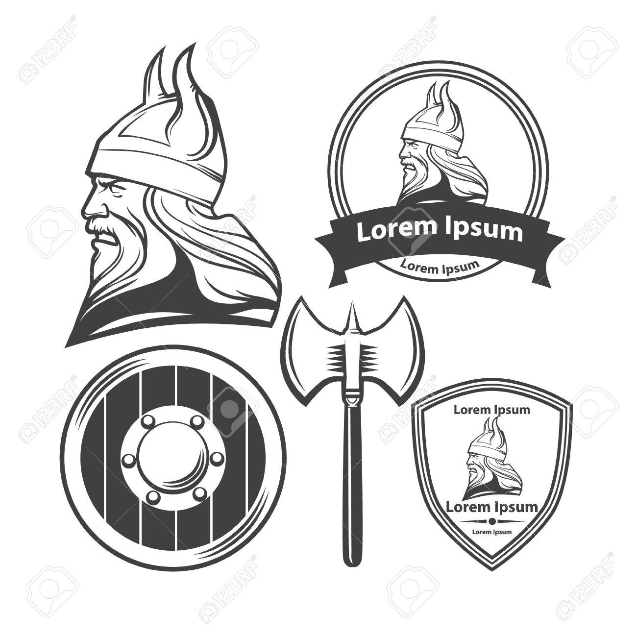 1300x1300 Viking Head, Shield And Axe, Viking Weapons, Security Idea Royalty