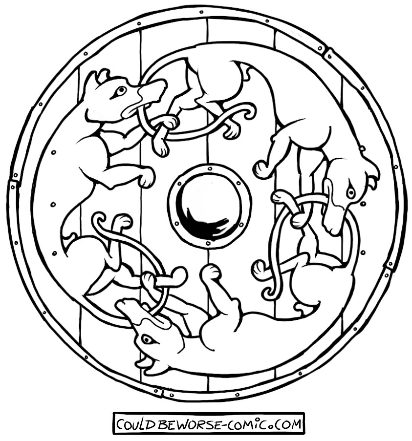 843x903 Wildhunt Vikingnorman Shield, Three Dogs. Wh40k