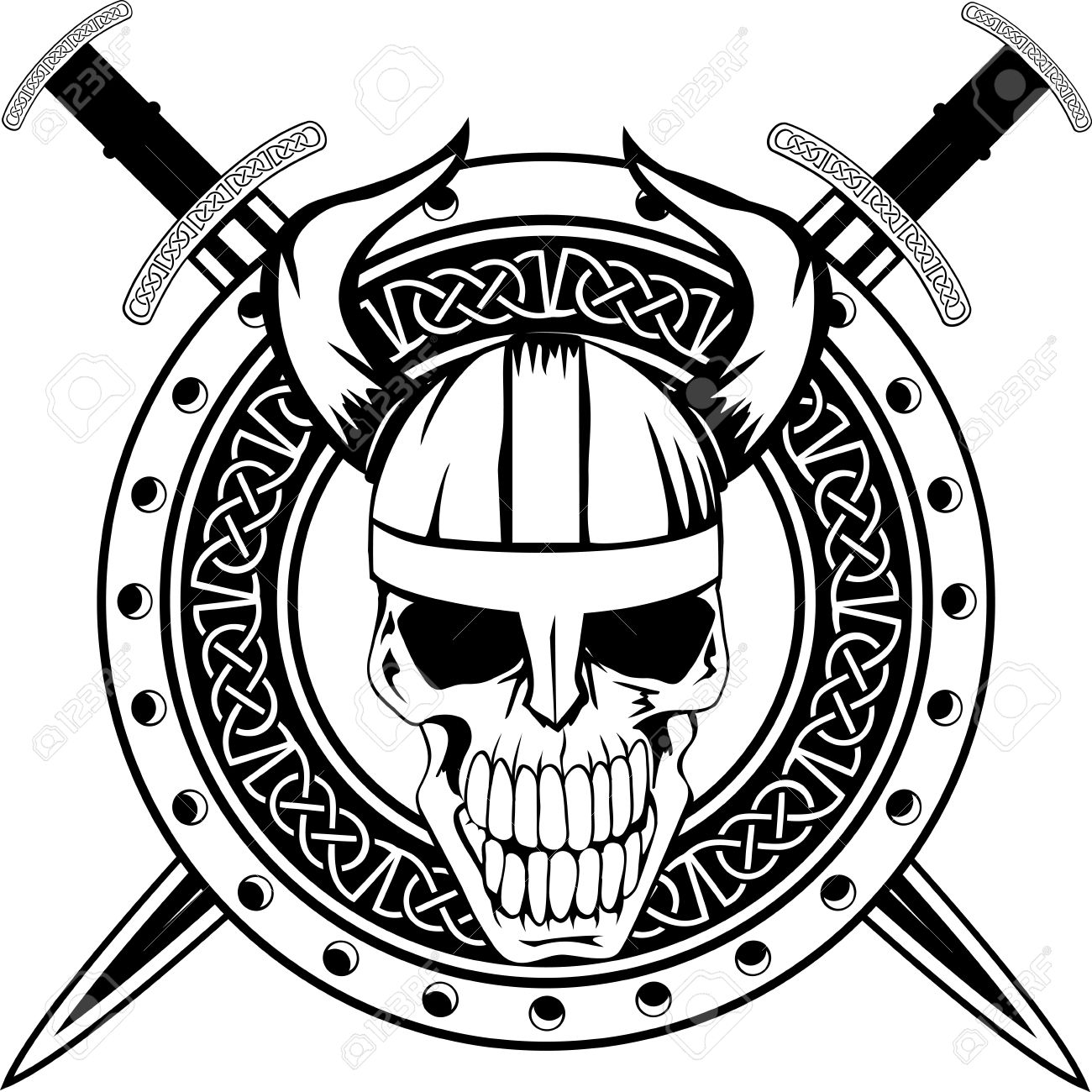 1300x1300 Board Of Viking With Crossed Swords And Skull Royalty Free