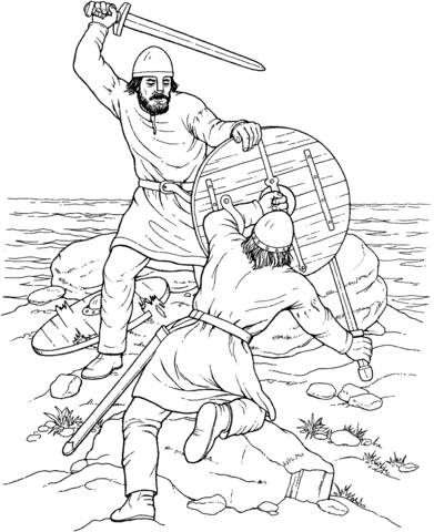 391x480 Fight Of Vikings Coloring Page Free Printable Coloring Pages