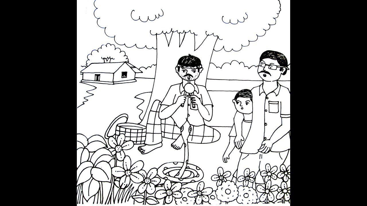 1280x720 Village Scenery Snake Charmers Drawing Tips For Kids Step By