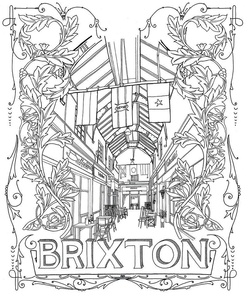 800x956 Brixton Village Pen Drawing