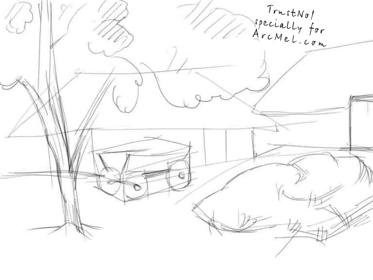 768x576 How To Draw A Village Step By Step