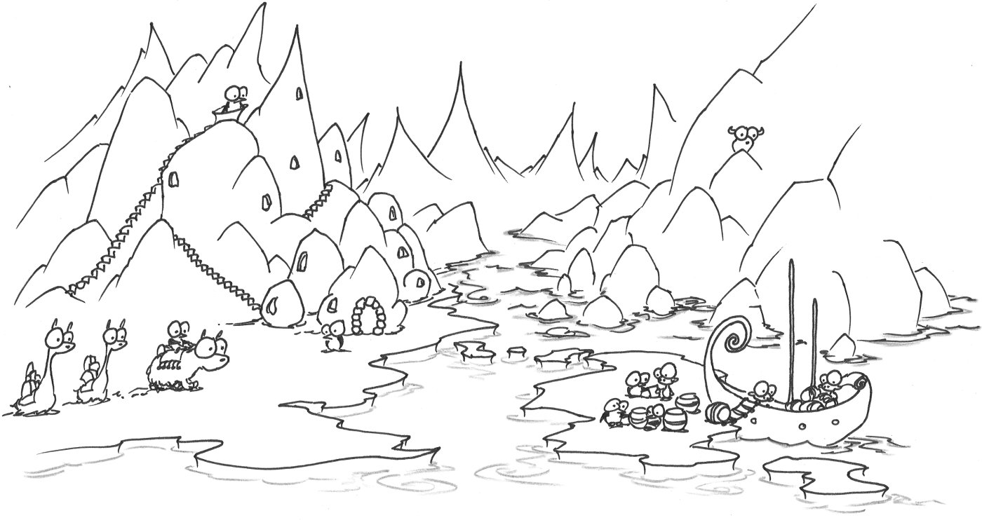 1400x742 Village Coloring Page
