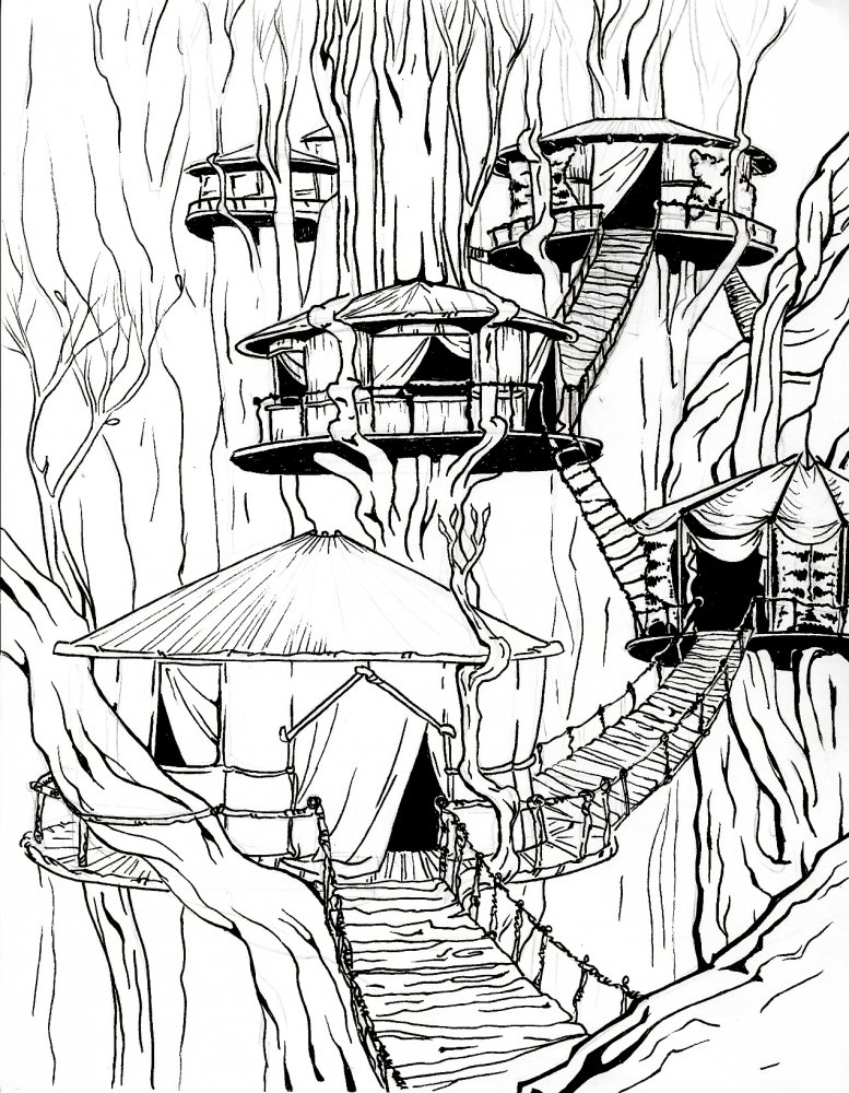 777x1000 Gorean Panther Tree Village By Dreadangel