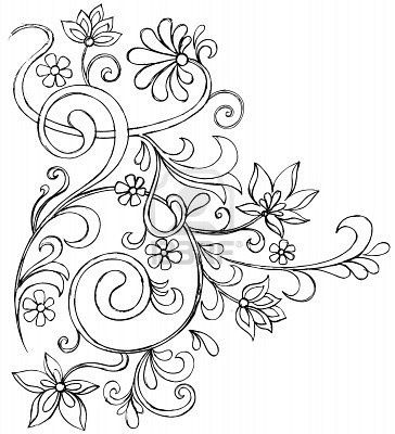 364x400 Deluxe Floral Vine Tattoo Designs Sketchy Doodle Vines And Flowers