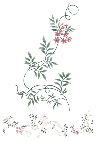349x500 Jasmine Vine Border Wall Stencil By Deesigns