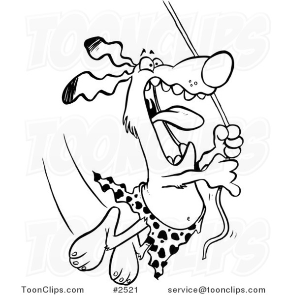 581x600 Cartoon Blacknd White Line Drawing Of Jungle Dog Swinging On