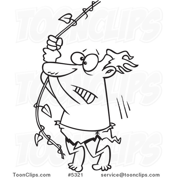 581x600 Cartoon Black And White Line Drawing Of A Reluctant Guy Swinging