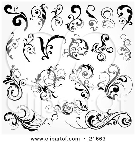 450x470 Clipart Picture Illustration Of A Collection Of Botanical Vines