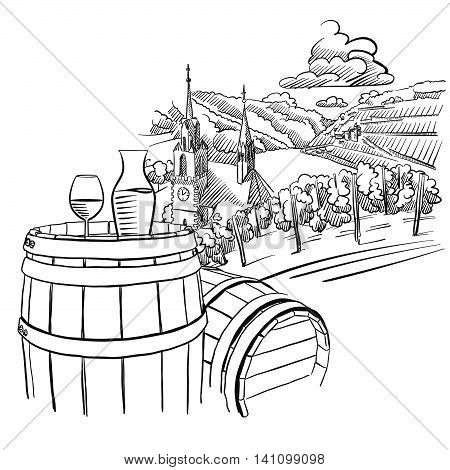 450x470 Glas Wine On Barrel Front German Vector Amp Photo Bigstock