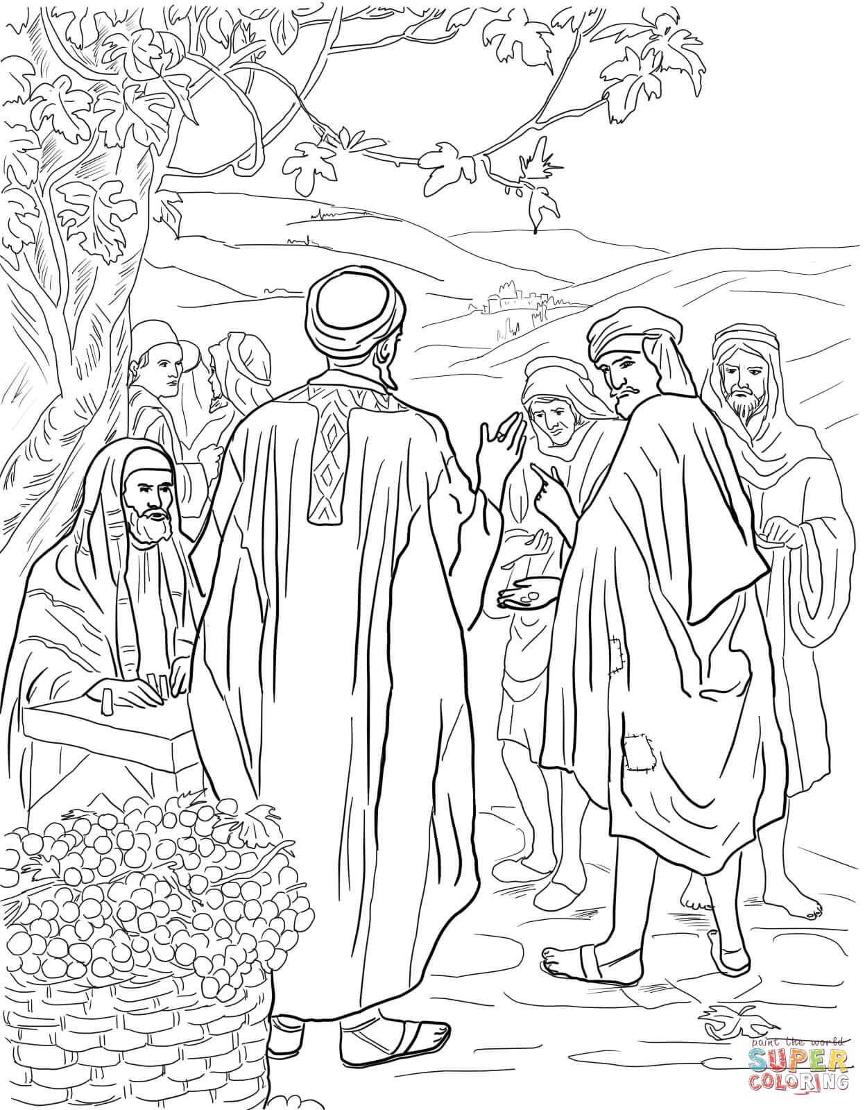 1247x1600 Parable Of The Workers In The Vineyard Coloring Page Free