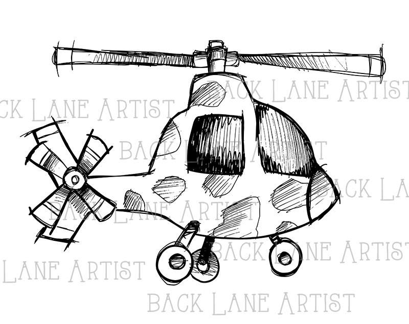800x635 Vintage Helicoptere Airplane Clipart Lineart Illustration Instant
