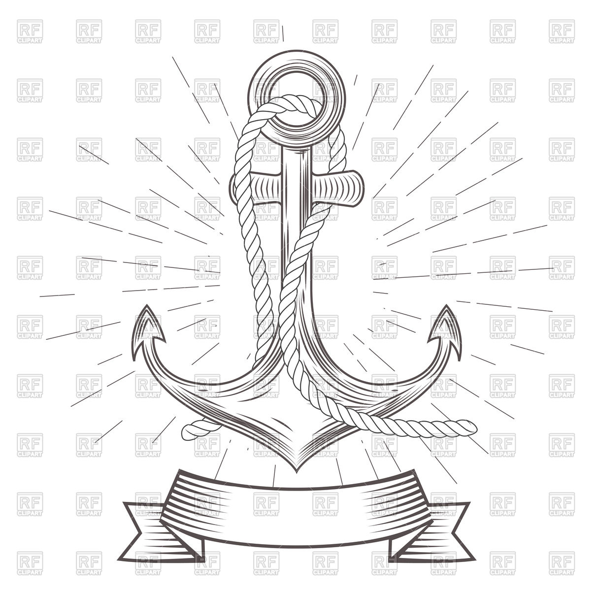 1200x1200 Emblem With Vintage Anchor With Rope And Banner Royalty Free