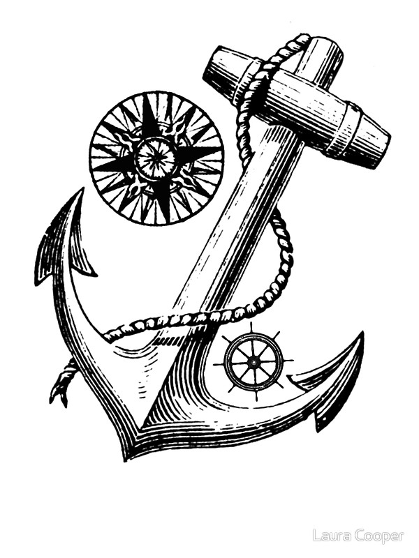 600x800 Vintage Nautical Anchor Design Stickers By Laura Cooper Redbubble