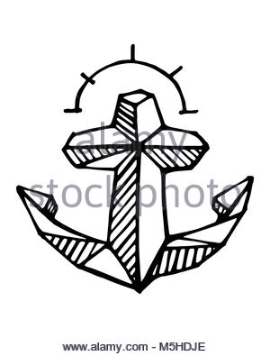 300x395 Anchor Vector Hand Drawn Illustration Engraved Style. Retro
