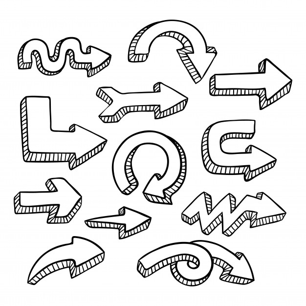 626x626 Hand Drawing Arrow With Shadow On White Background Vector