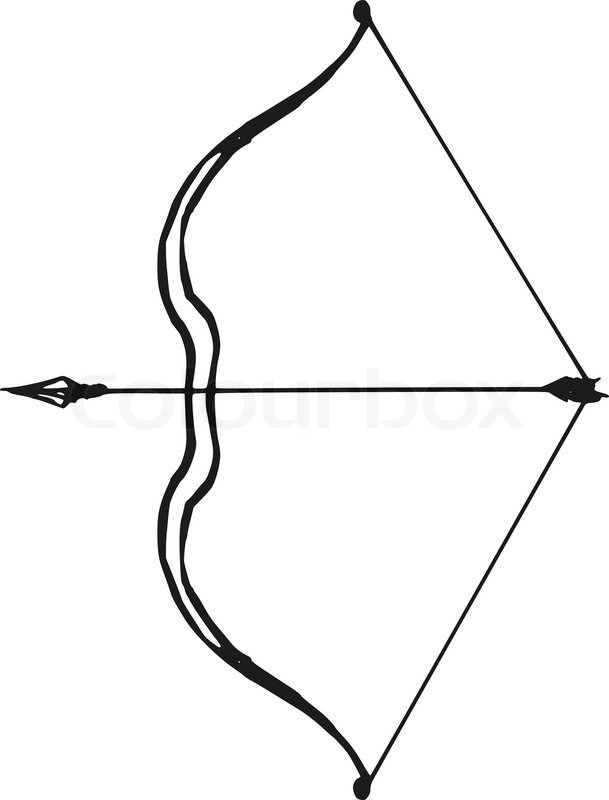609x800 Hand Drawn, Doodle, Sketch Illustration Of Bow And Arrow Stock
