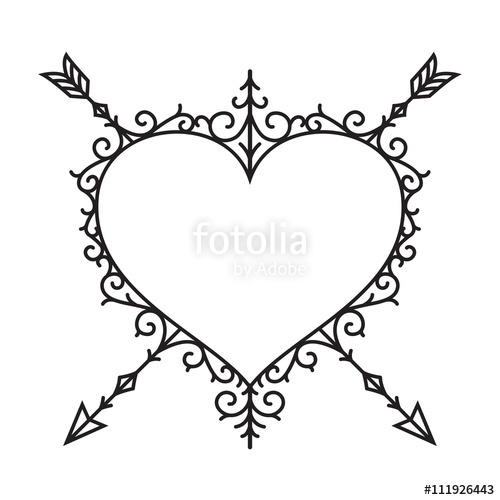 500x500 Graphic Vintage Heart And Arrow, Vector Stock Image And Royalty