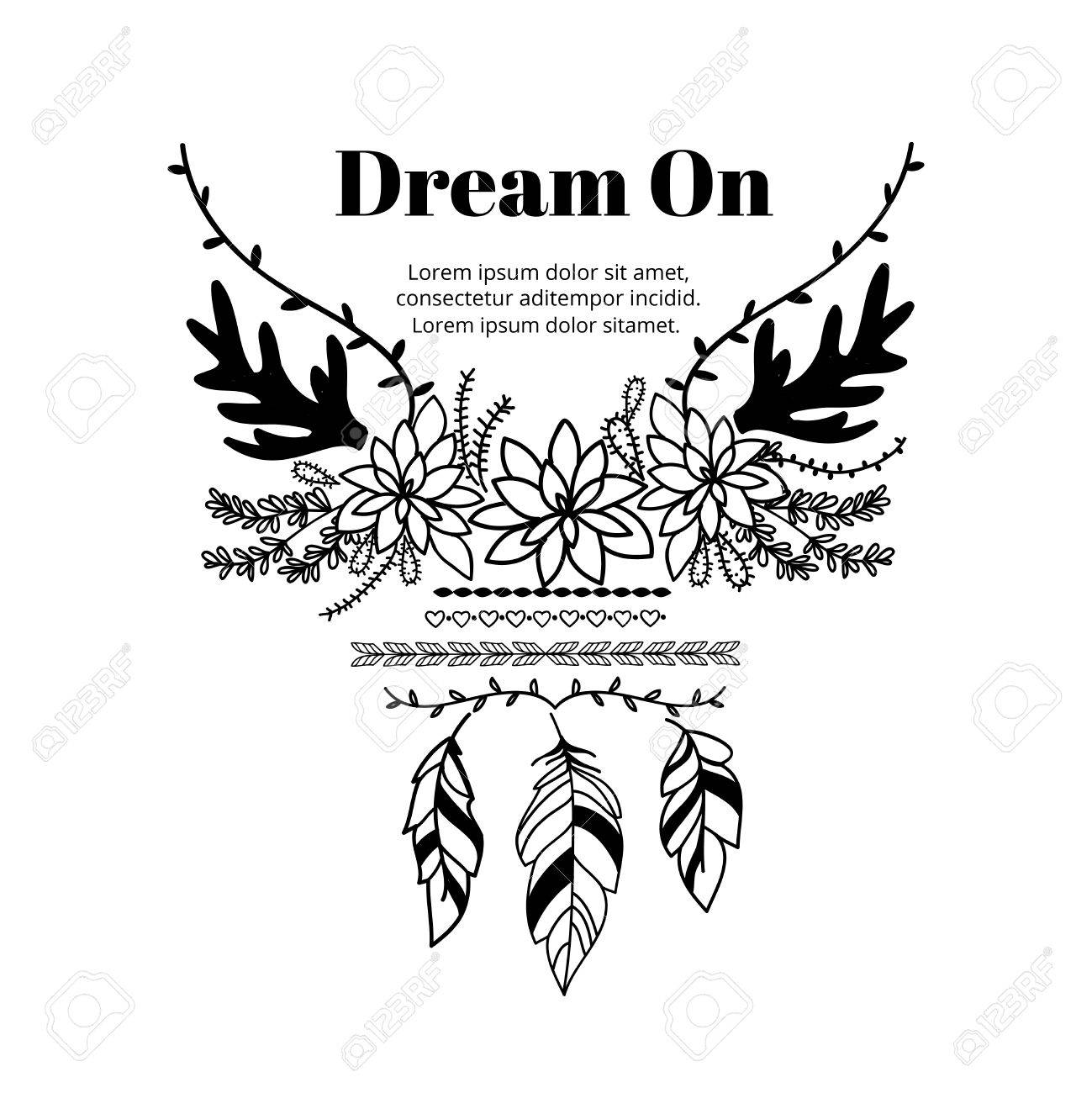 1299x1300 Boho Label Template. Floral Logo With Feathers And Arrows. Hipster