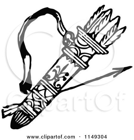 450x470 Clipart Of A Retro Vintage Black And White Archery Arrow