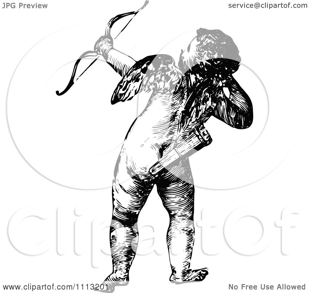 1080x1024 Clipart Vintage Black And White Cupid Shooting An Arrow
