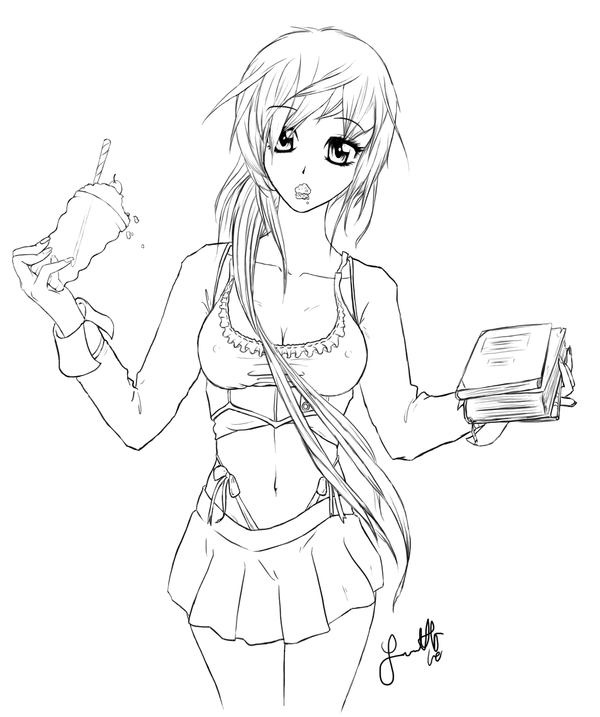 600x717 Anime Coloring Pages Cute Anime Girl Lineart Colouring Pages