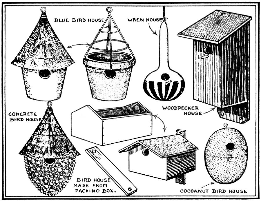 900x694 Vintage Bird Houses Clip Art @ Vintage Fangirl
