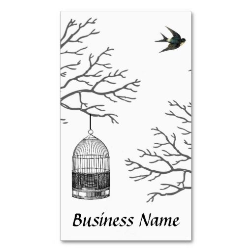512x512 Vintage Birdcage Bare Branch Swallow Business Card Nature Style