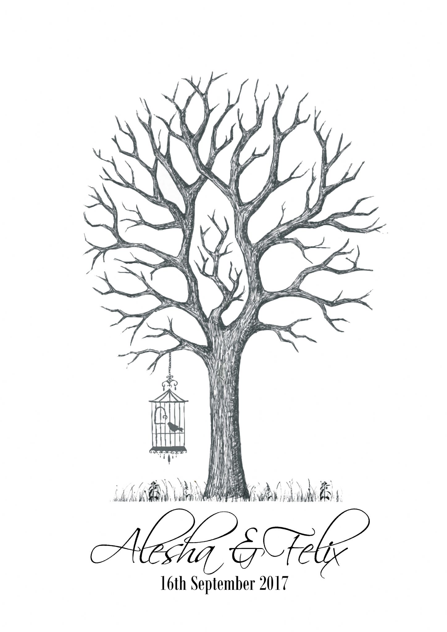 1448x2048 Vintage Birdcage Fingerprint Tree Guest Book Kit
