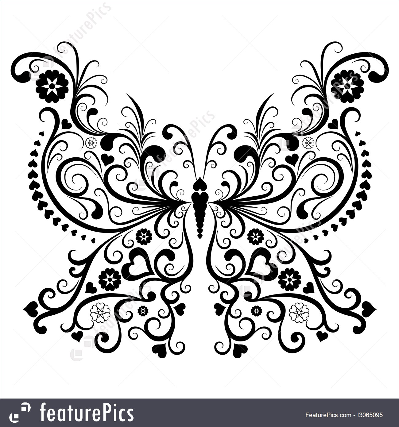1300x1392 Abstract Forms Vintage Black Butterfly