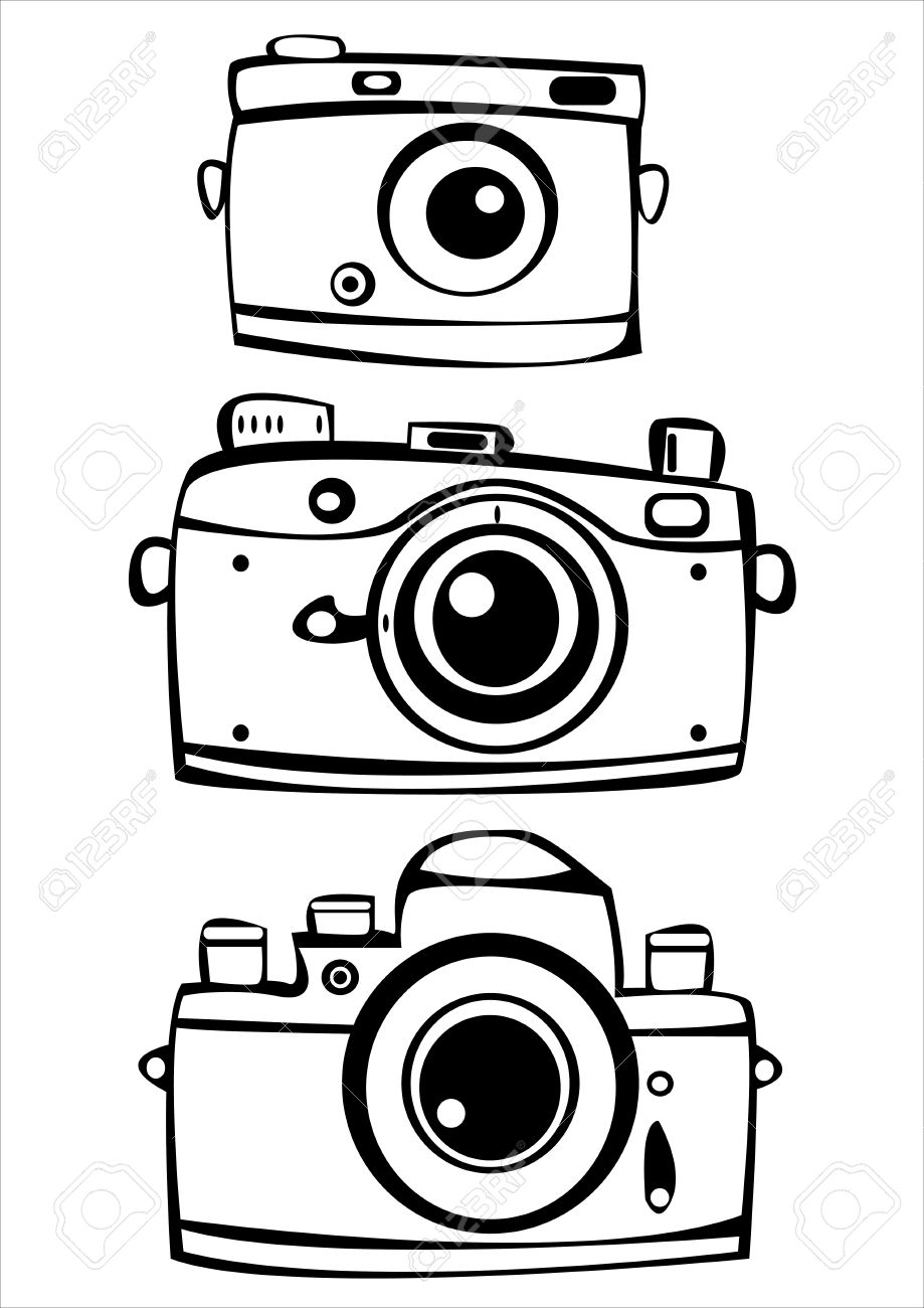 919x1300 Vector Set Of Three Vintage Film Photo Cameras Isolated On White