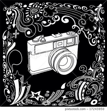 450x468 Hand Drawing Vintage Camera With Ornamental