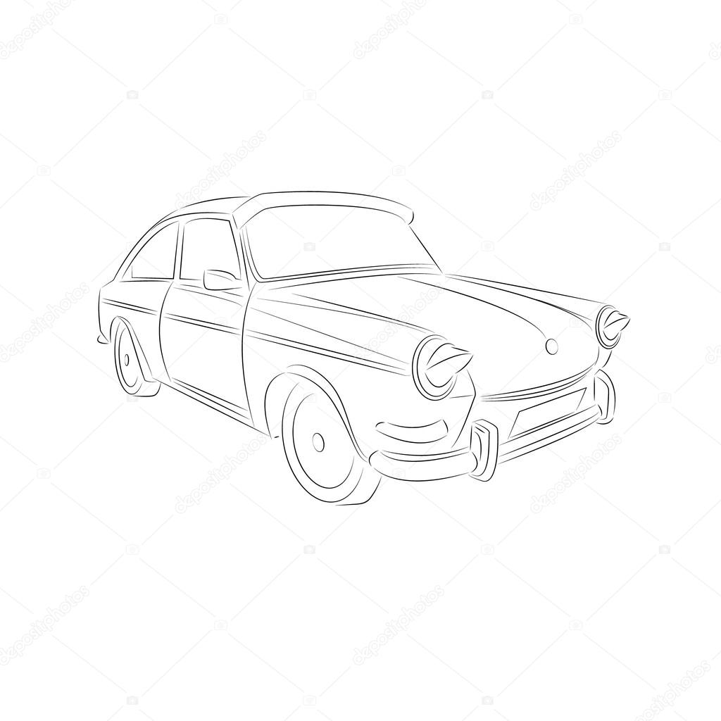 1024x1024 Vintage Car Drawing Stock Vector Jakkarin Rongkankeaw@hotmail
