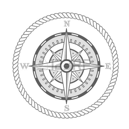 450x450 Vector Nautical Label. Vintage Compass, Icon And Design Element