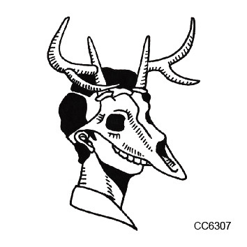 354x354 Old School Style Black Masked Skull Deer Head Woman Vintage