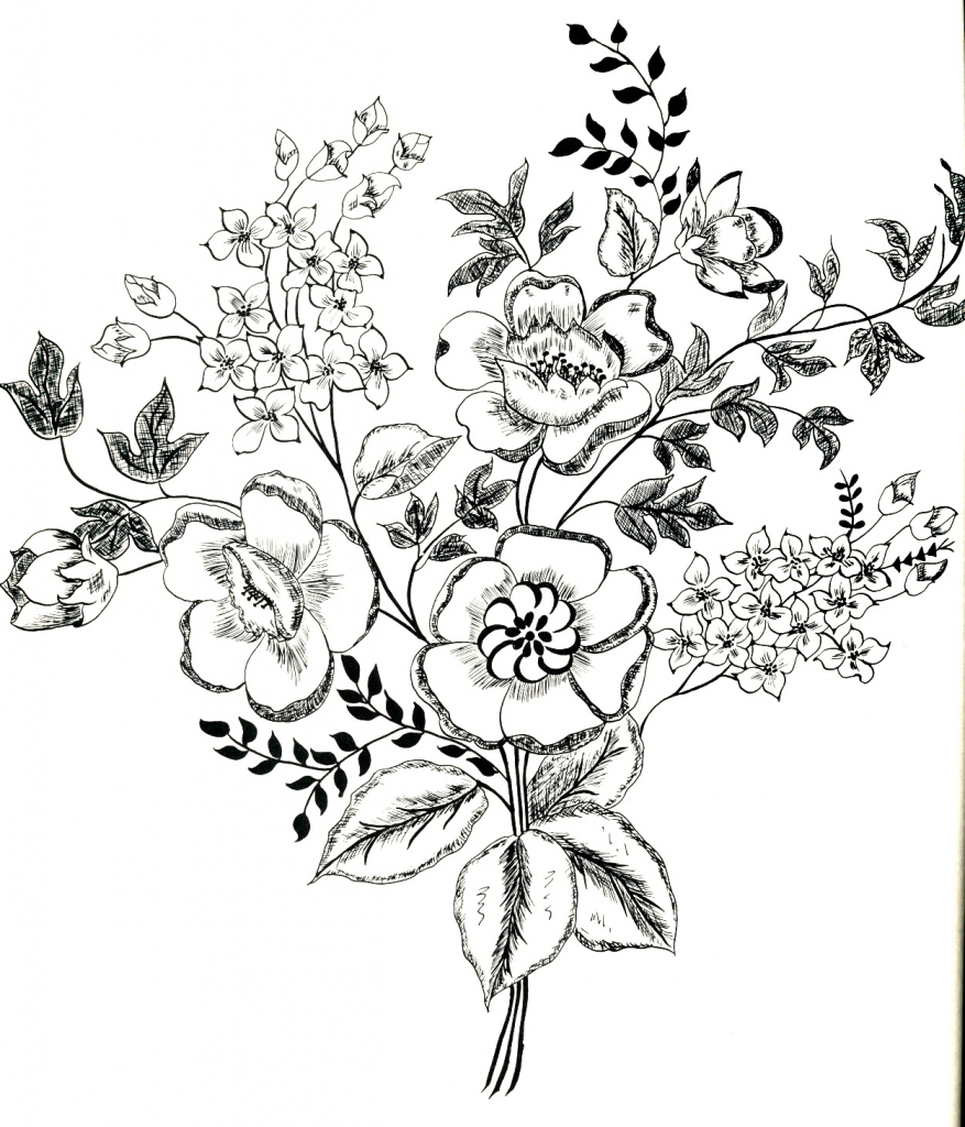 877x1024 Vintage Flower Drawing Old Fashioned Flower Drawings